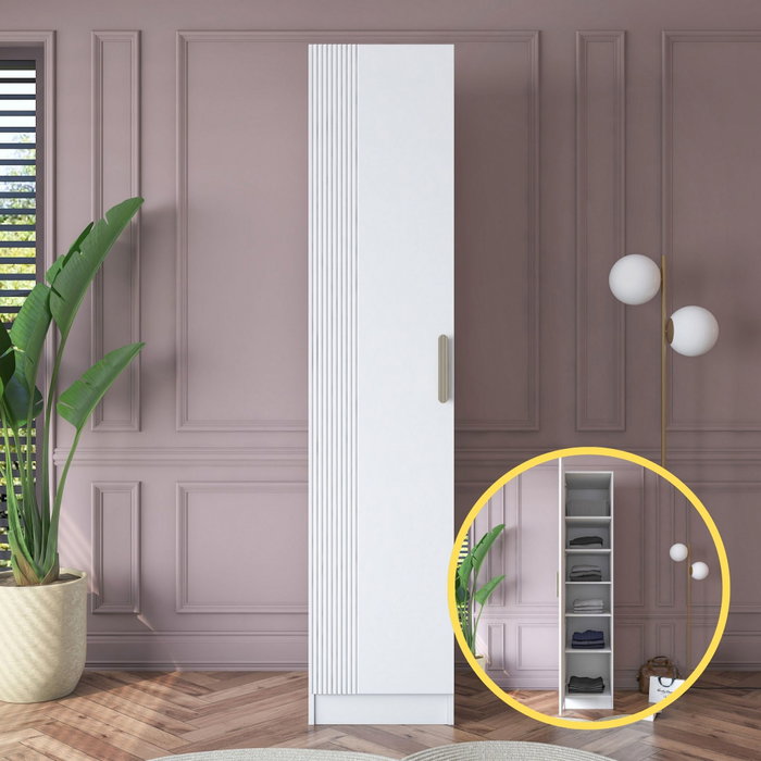 Hanah Home Armario Blanco con Estanterías Hanah Home Armario Blanco con Estanterías